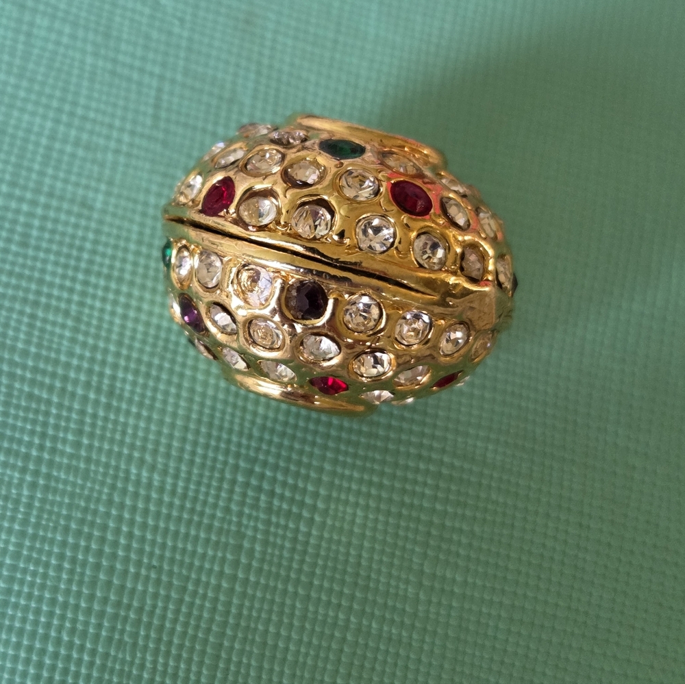 Vintage Sphere Pendant Swarovski Crystal Over Gold Plate Quality Metal